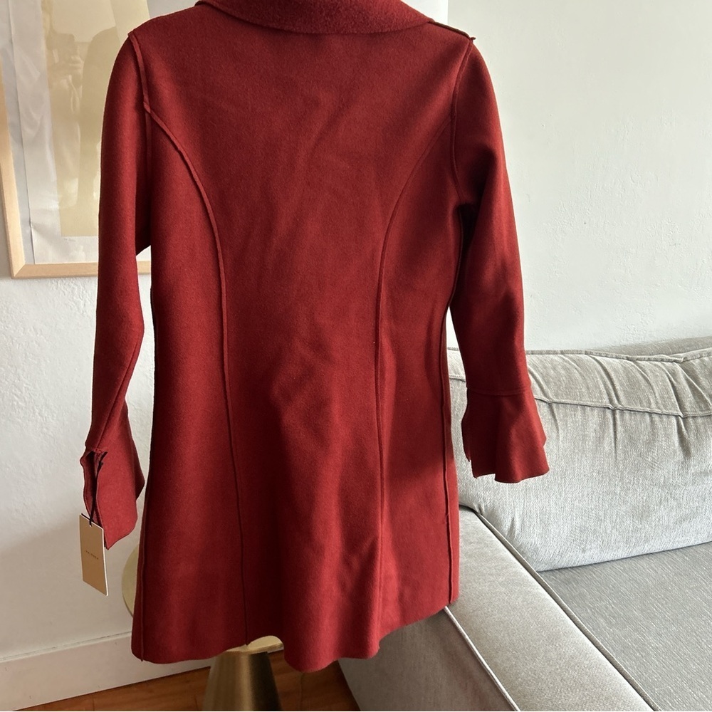 Halogen Burgundy Wool Blend Preppy Minimalist Coat Size XS - Picture 6 of 13